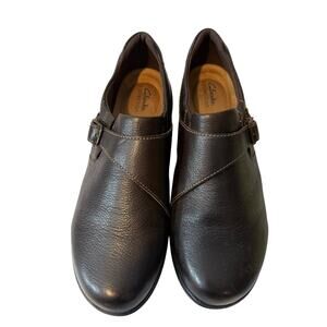 Clarks Women's Shoe Size 12 W Chocolate Brown Leather Carleigh Jazz Slip On New